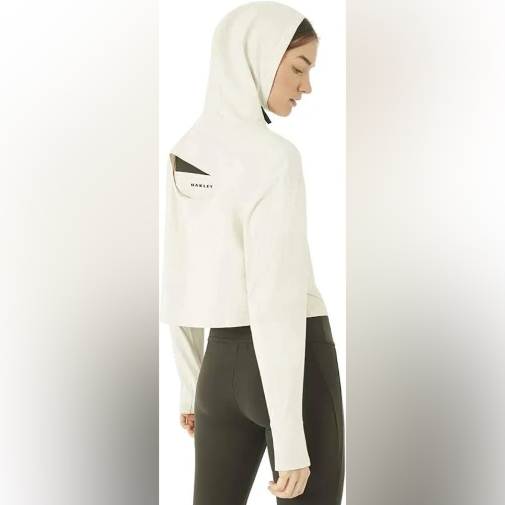 Oakley Luxe Crop Fleece Hoodie Women's Winter Gray cream size small